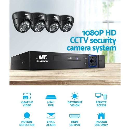 UL-tech CCTV Security System 4CH DVR 4 Cameras 1080p Primespot