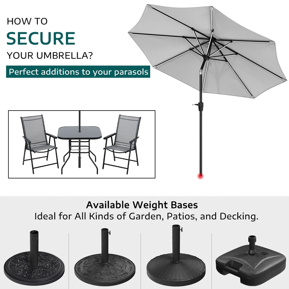 【Breeins】Large Solar Powered LED Patio Umbrella for Outdoor Garden Patio