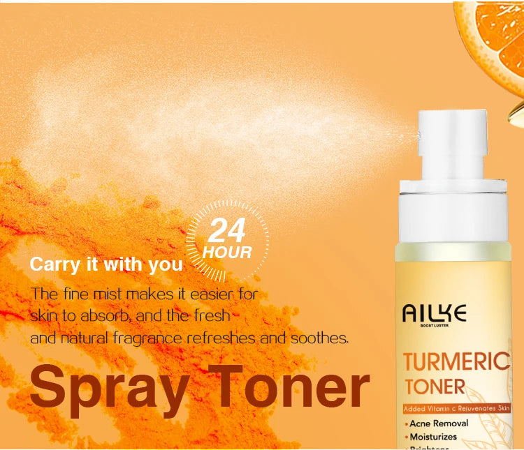 AILKE Organic Turmeric Toner for Face, Removal Acne, Pimples, Spots, Moisturizing, Brightening, Smooths Skin, Parabens Free