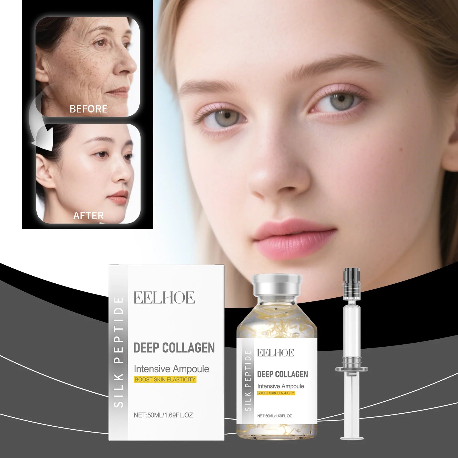 Facial essence serum gently cares for the facial contours, improves skin quality and makes the skin smooth and delicate.