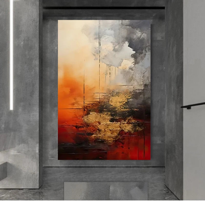 Hand Drawn Abstract Oil Painting Wall Art