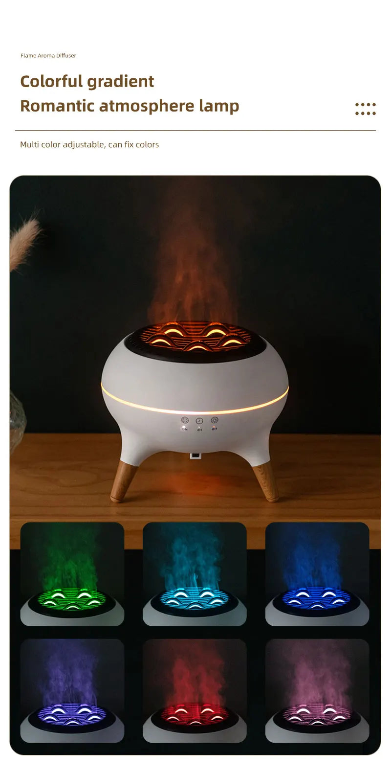 Flame Aromatherapy Essential Oil Diffusers 350ML,Air Diffuser/Humidifier, for Home, Bedroom,Large Room Humidifier