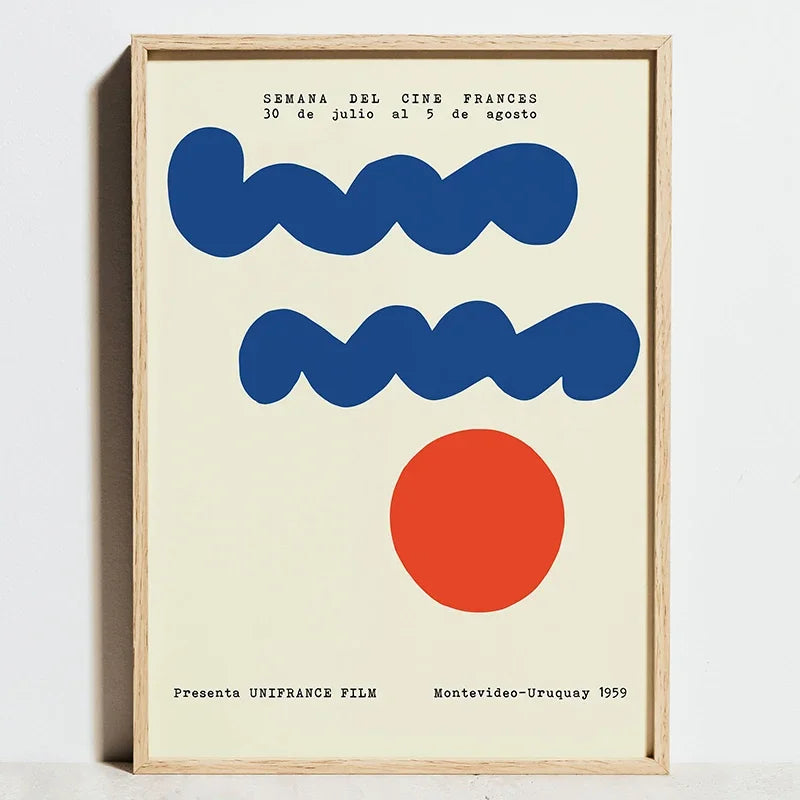 Bauhaus Sports Wall Art Blue Line Canvas Poster Decor