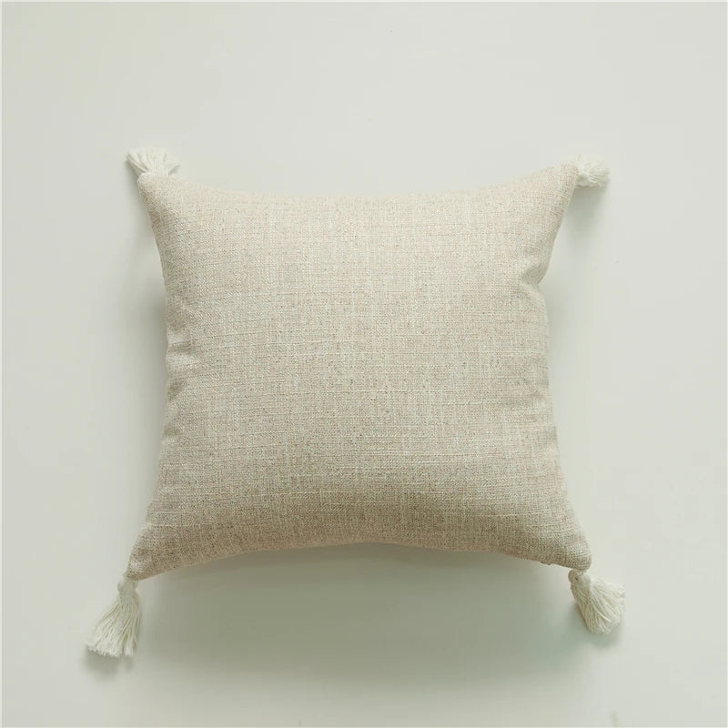 Pillow Cover Linen Pillow Case For Living Room Sofa Decorative Pillows With Tassel Farmhouse Home Decor Housse De Coussin
