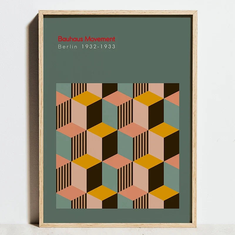 Bauhaus Sports Wall Art Blue Line Canvas Poster Decor
