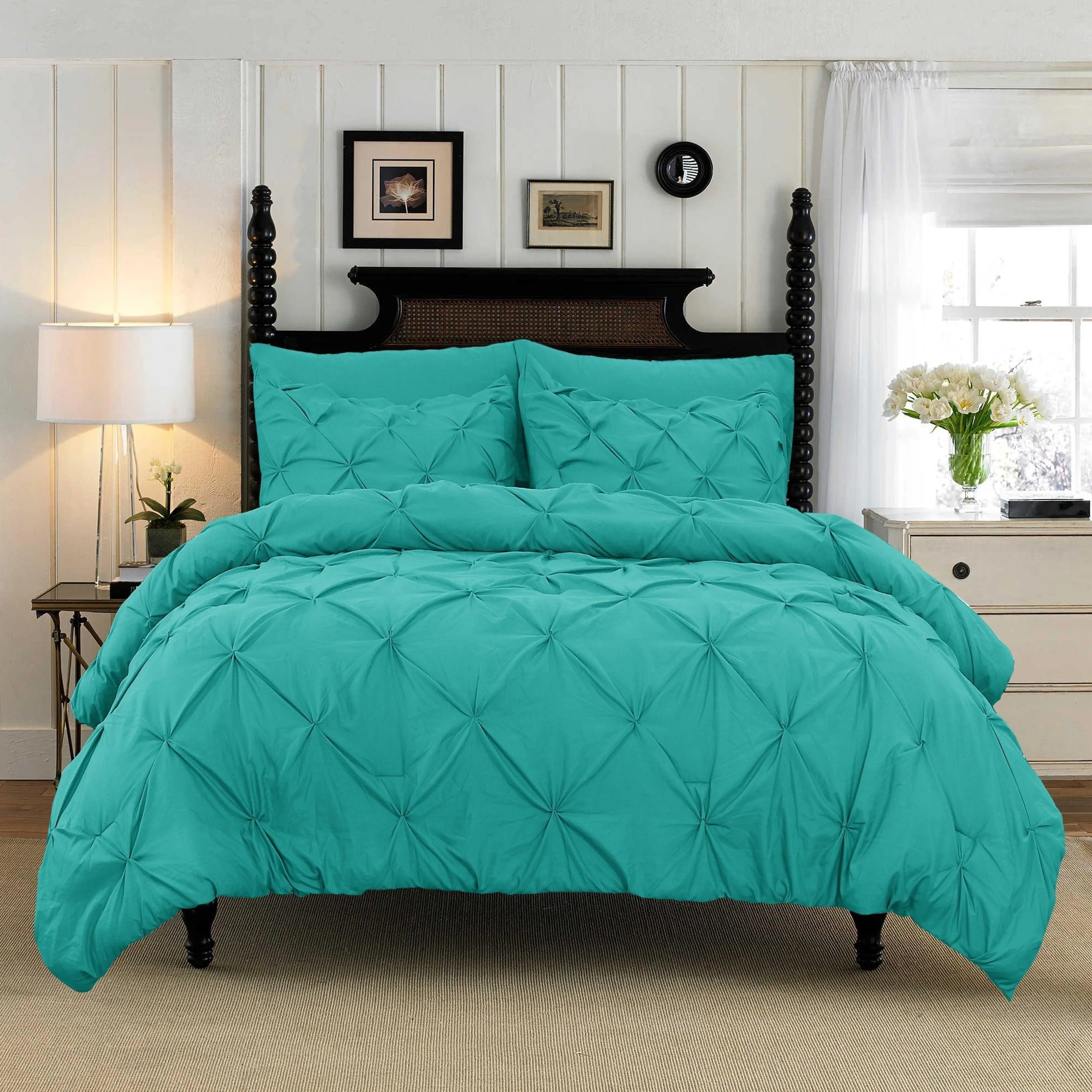Cotton Bedding Set Elegant Comfort Pinch Pleated Pintuck