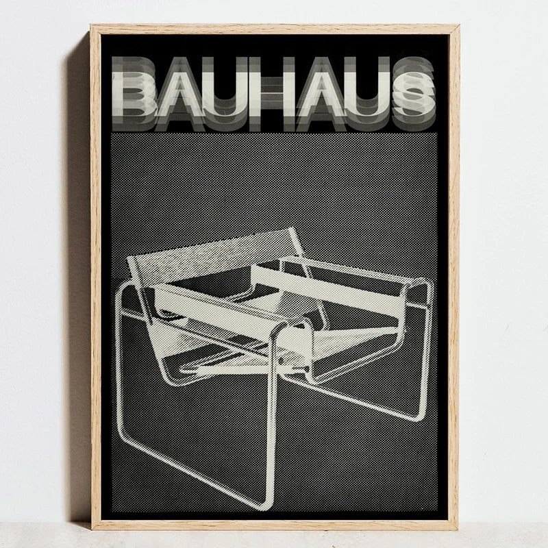 Bauhaus Sports Wall Art Blue Line Canvas Poster Decor
