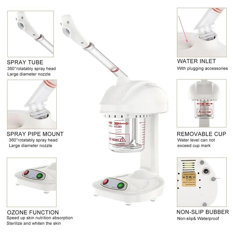 Facial Steamer Spraying Machine Ionic Advanced Ozone Steaming Skin Care for Salon Spa and Home to Face Moisturizing Cleaning