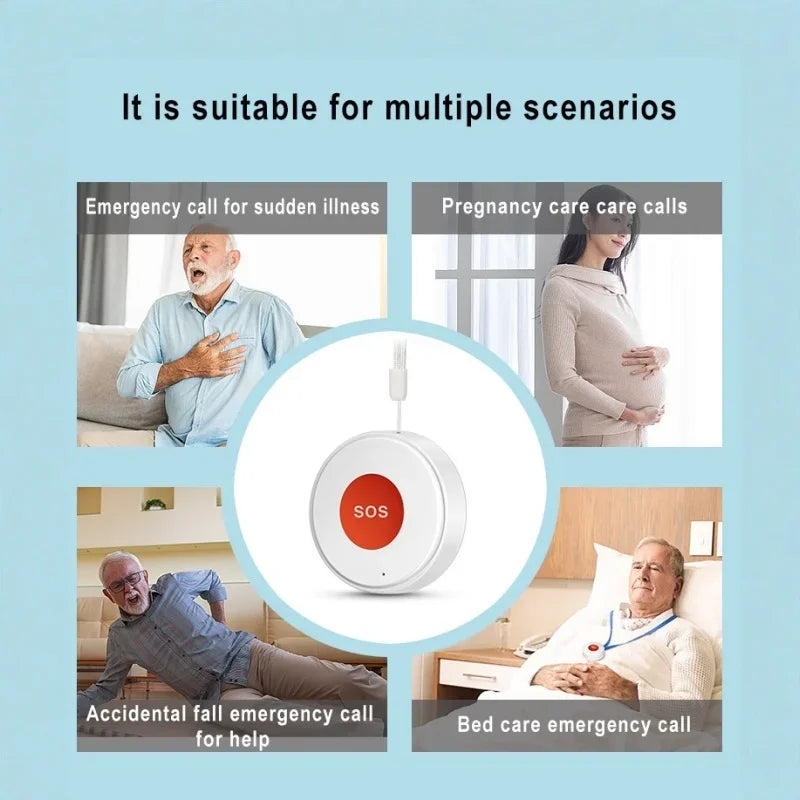 WiFi Smart SOS Emergency Button Security Linkage Smart Switch App Remote Alert Rechargeable Smart Home Automation Safety Device