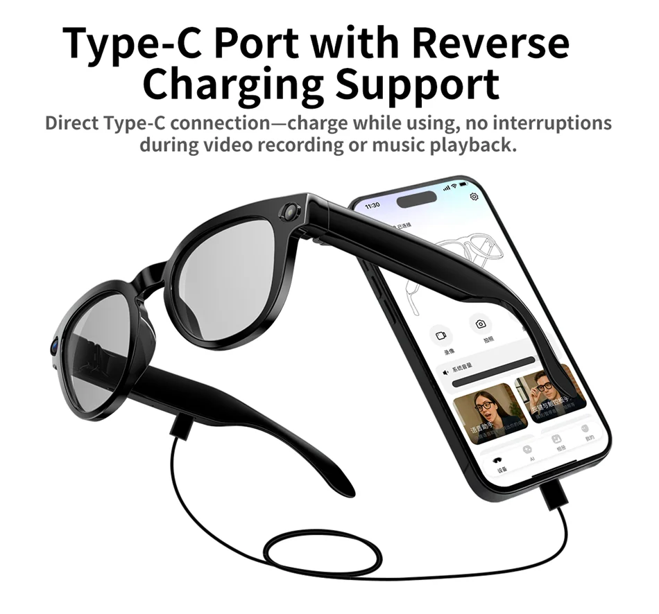 2026 New AI Smart Glasses 800W HD Camera Black Technology Image Translation Chat GPT Video Call Photo Waterproof For Men Women