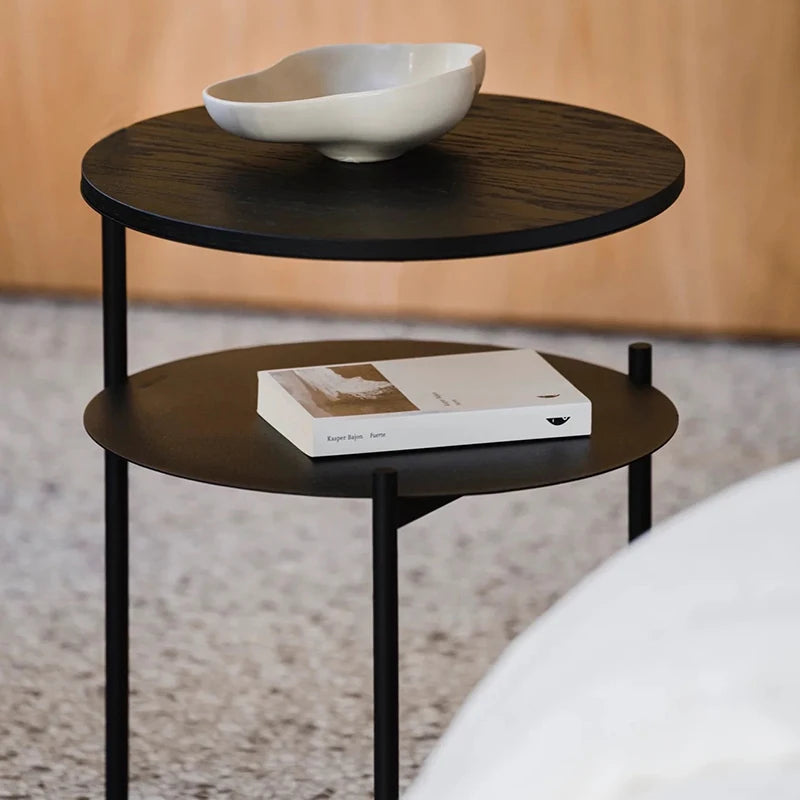 Minimalist Sofa Side Table Double-Layer Living Room Tea Table Simple Storage Rack Bedside Mini Desk for Bedroom Home Decor