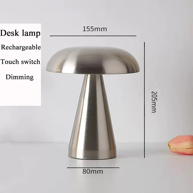 Retro Mushroom Table Lamp LED Rechargeable Bedside Light