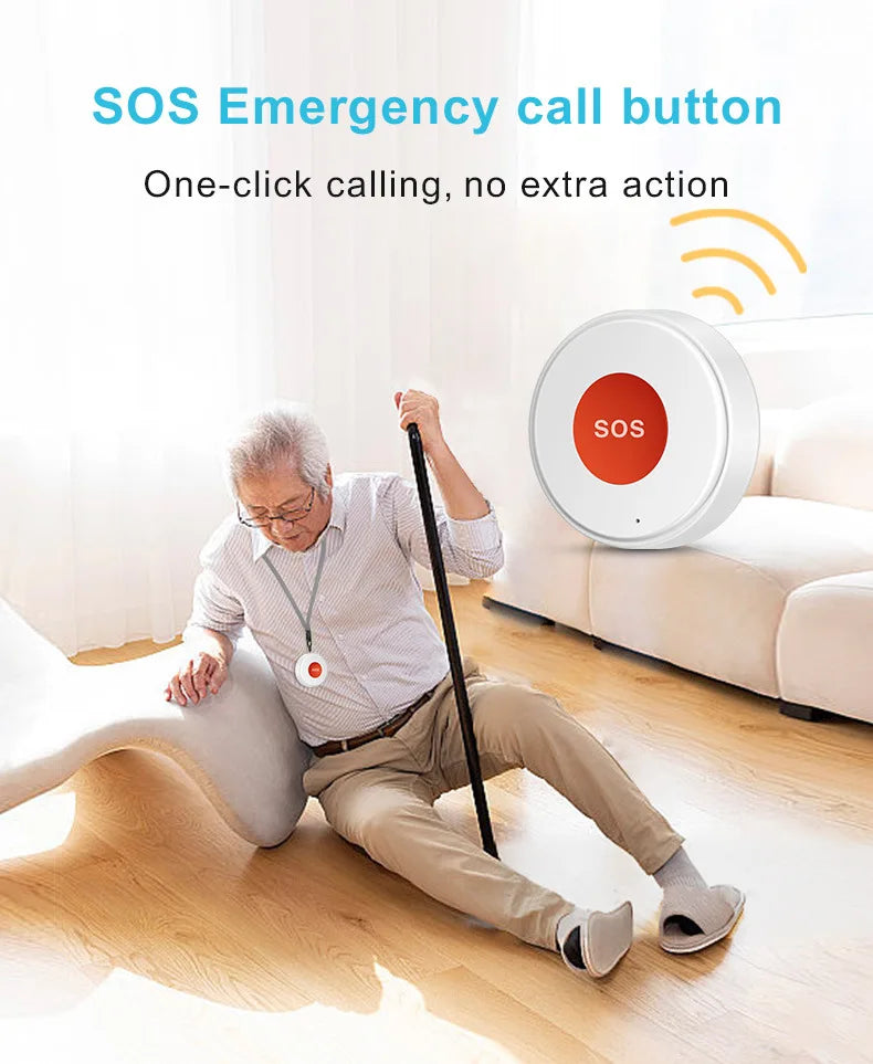 WiFi Smart SOS Emergency Button Security Linkage Smart Switch App Remote Alert Rechargeable Smart Home Automation Safety Device