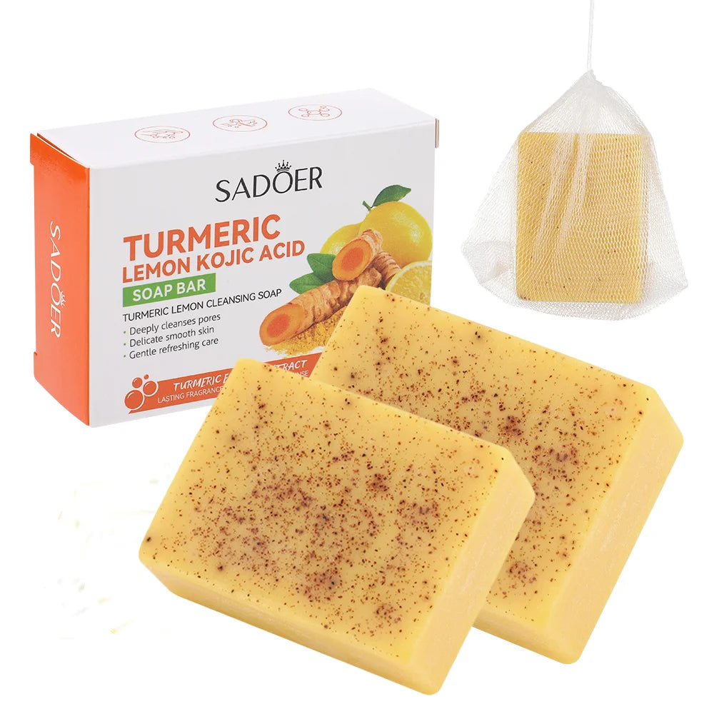 Turmeric Lemon Cleansing Soap 100g Cleansing Body Frosted Particles Handmade Soap Removes Dirt With Natural Bright Essential Oil