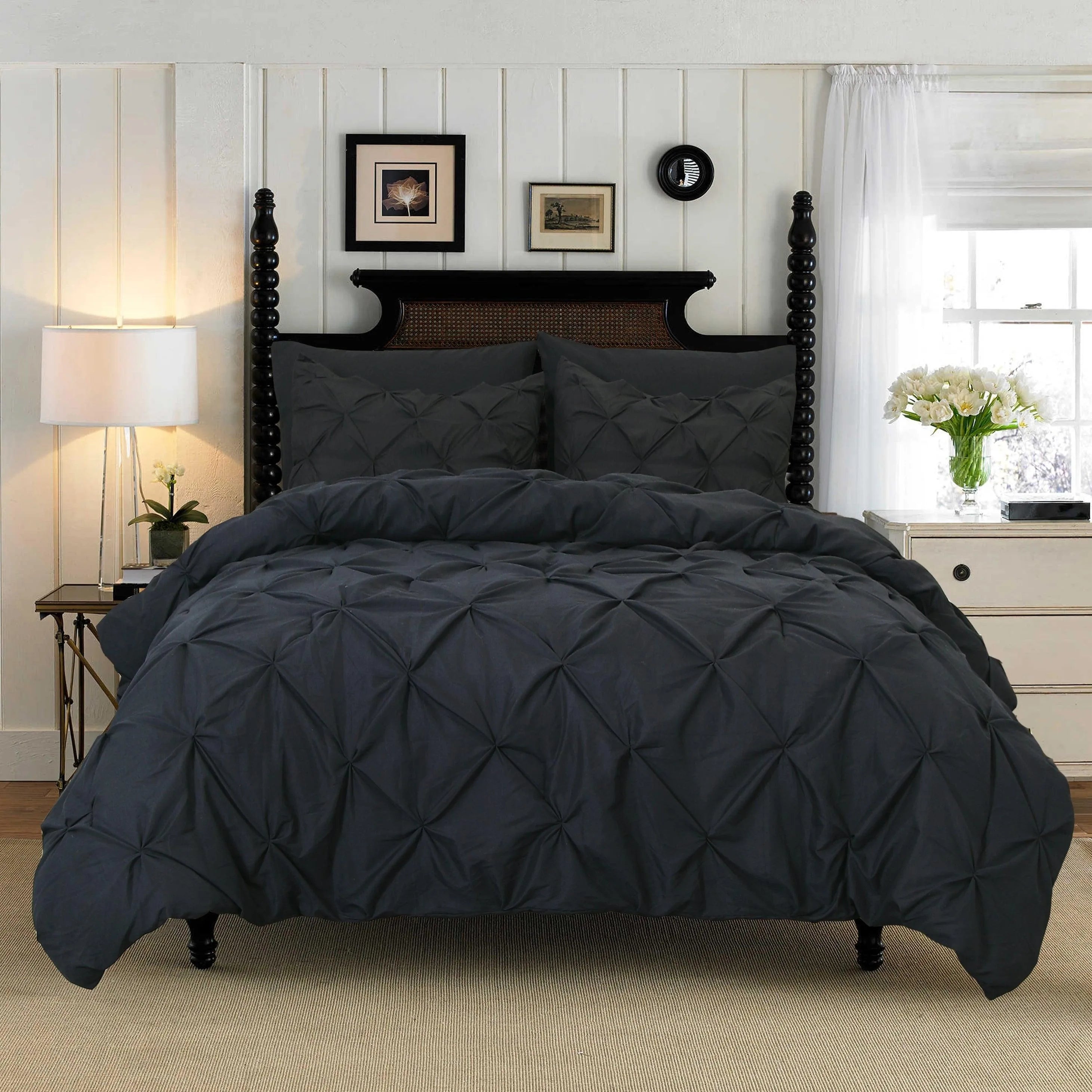 Cotton Bedding Set Elegant Comfort Pinch Pleated Pintuck