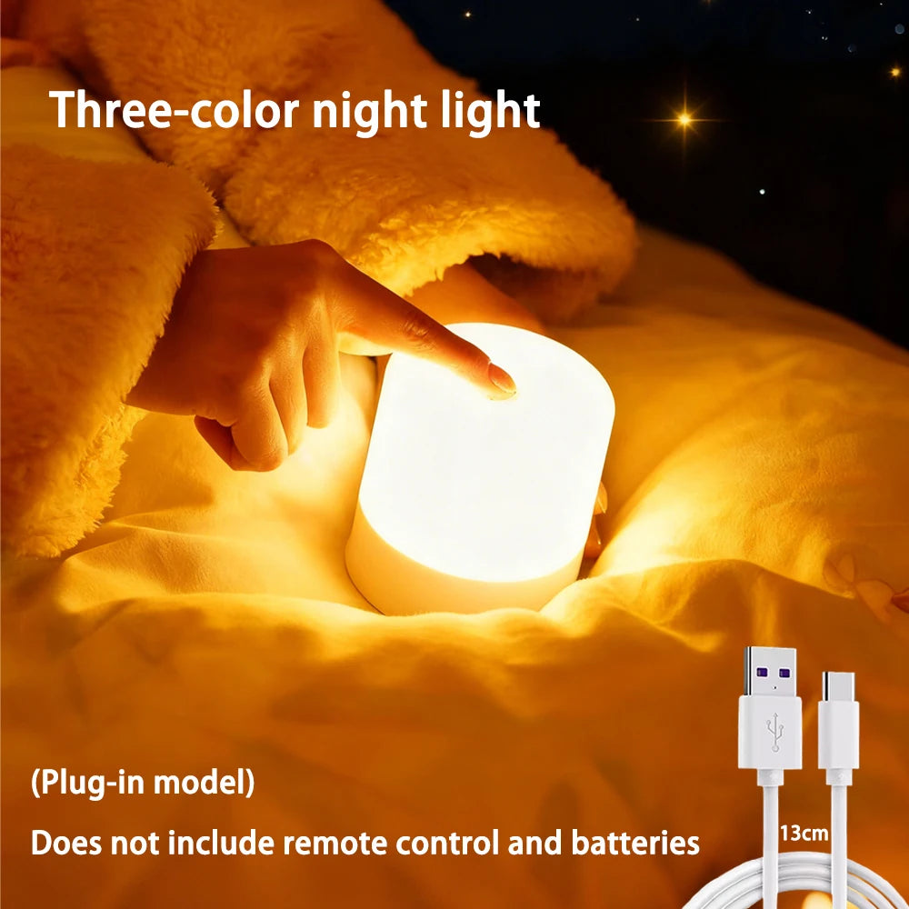 LED Night Light Dimmable Rechargeable/Plug-in Desktop Bedroom Bedside Lighting Decorative Touchscreen Reading RGB Desk Lamp