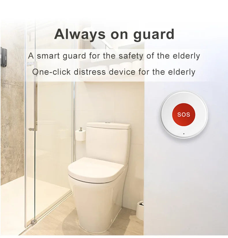 WiFi Smart SOS Emergency Button Security Linkage Smart Switch App Remote Alert Rechargeable Smart Home Automation Safety Device