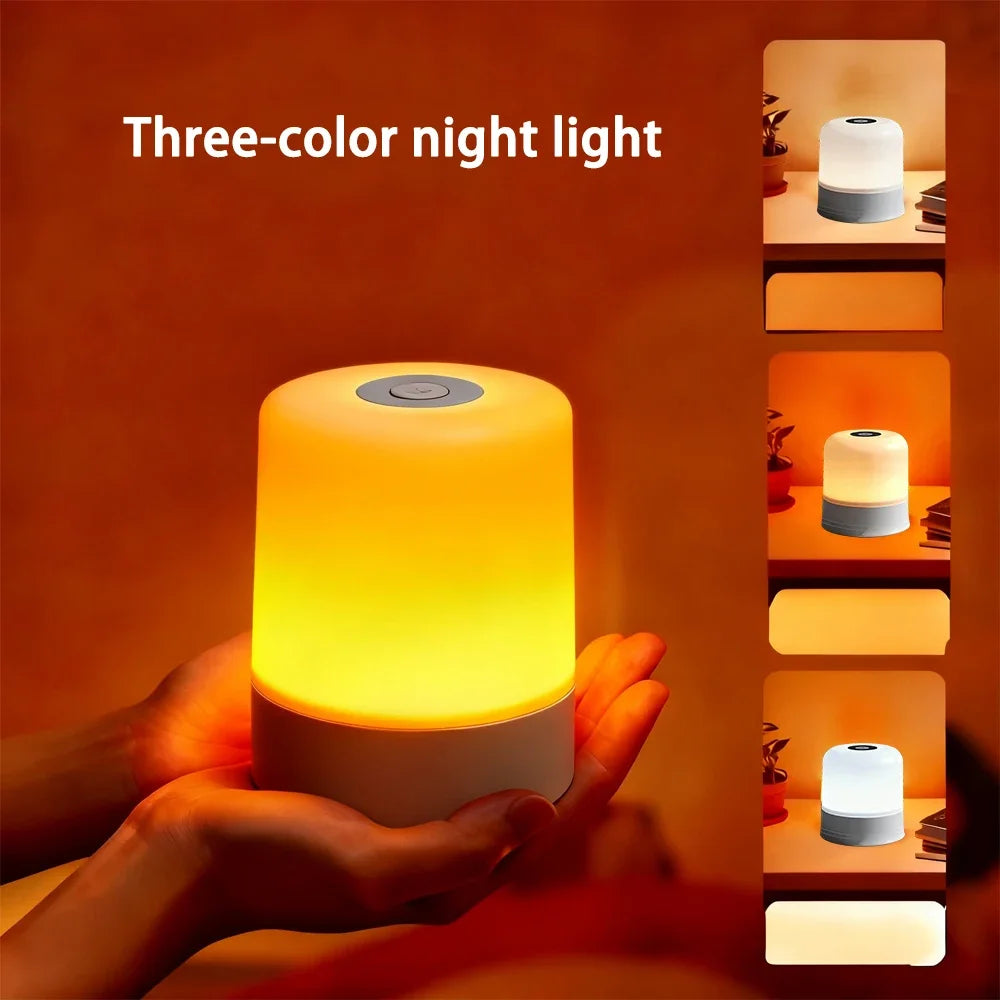LED Night Light Dimmable Rechargeable/Plug-in Desktop Bedroom Bedside Lighting Decorative Touchscreen Reading RGB Desk Lamp