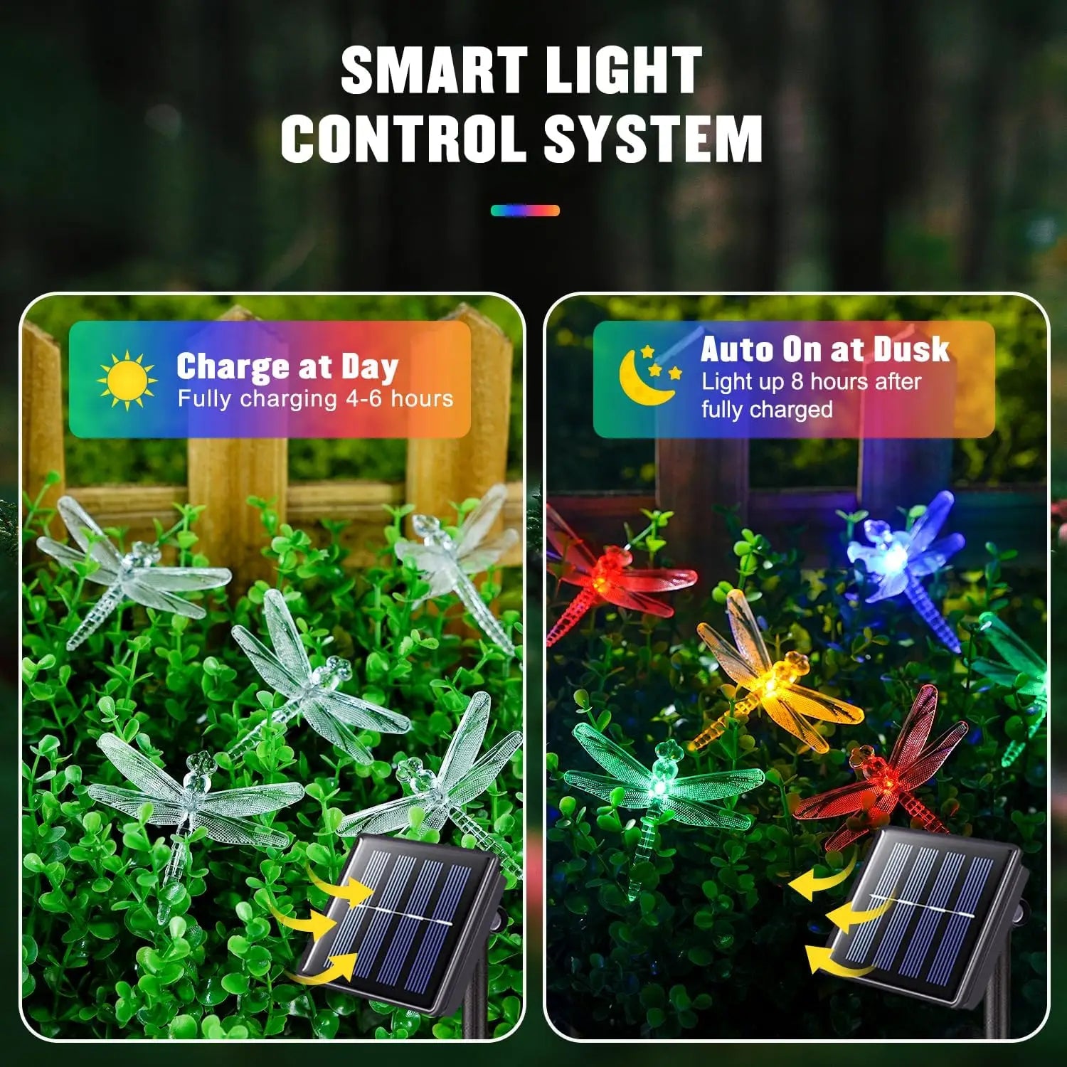 Solar-Powered LED Dragonfly String Lights Outdoor Landscape Decoration for Halloween Christmas Garden Lights Solar Fairy Lights