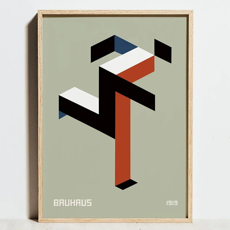 Bauhaus Sports Wall Art Blue Line Canvas Poster Decor
