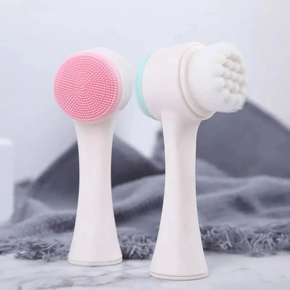 Silicone 2-in-1 Facial Cleansing Brush - Exfoliate, Massage, &amp; Revitalize Unscented Skin Care