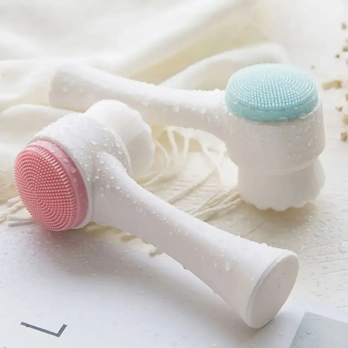 Silicone 2-in-1 Facial Cleansing Brush - Exfoliate, Massage, &amp; Revitalize Unscented Skin Care
