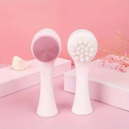 Silicone 2-in-1 Facial Cleansing Brush - Exfoliate, Massage, &amp; Revitalize Unscented Skin Care