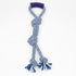 winter tug dog toy with blue and white knots and a handle for interactive play