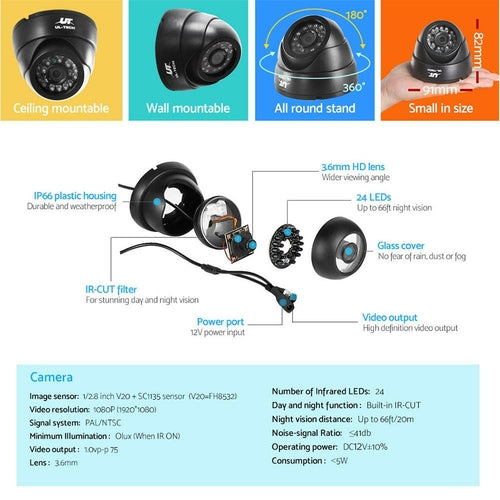UL-tech CCTV Security System 4CH DVR 4 Cameras 1080p Primespot