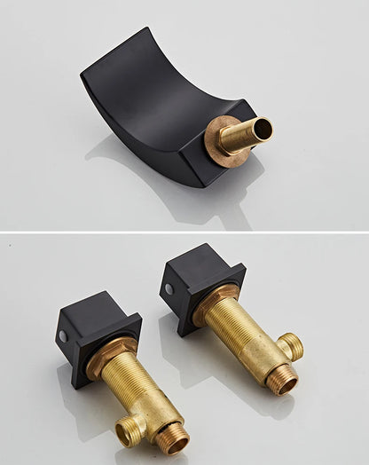 Black Bathroom Sink Faucet 3 hole Basin Waterfall Fauce
