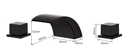 Black Bathroom Sink Faucet 3 hole Basin Waterfall Fauce