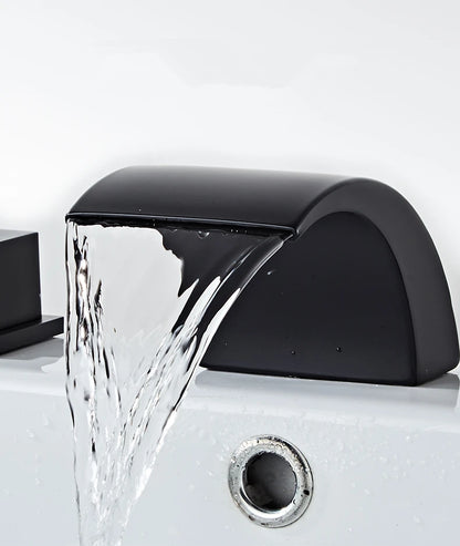 Black Bathroom Sink Faucet 3 hole Basin Waterfall Fauce