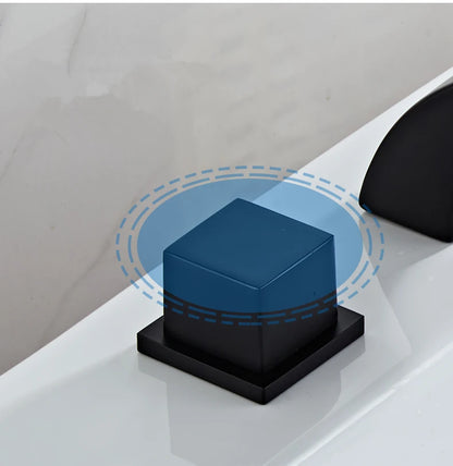 Black Bathroom Sink Faucet 3 hole Basin Waterfall Fauce