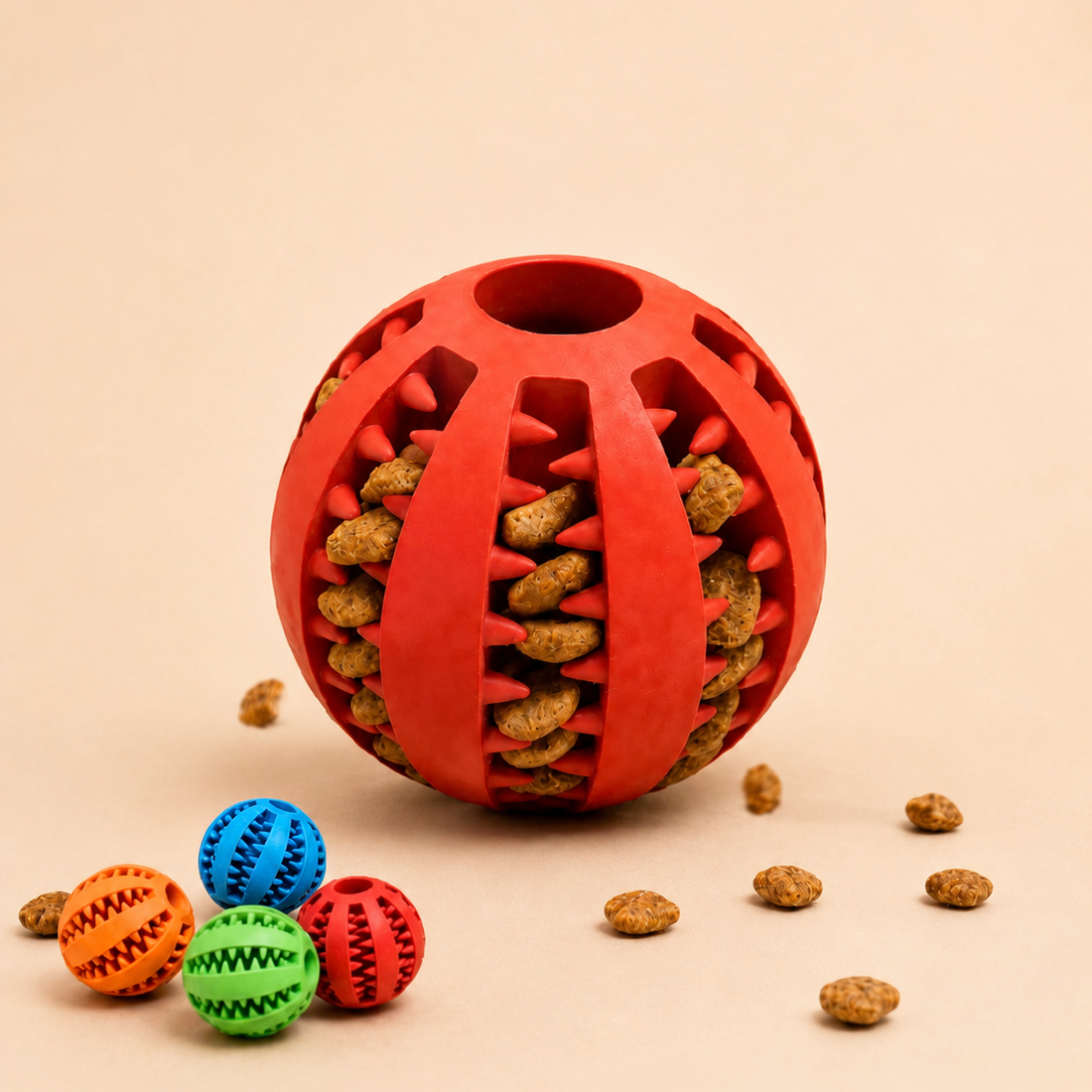 Dog Toy Ball, Nontoxic Bite Resistant Toy Ball for Pet Dogs Puppy Cat, Dog Pet Food Treat Feeder Chew Tooth Cleaning Ball