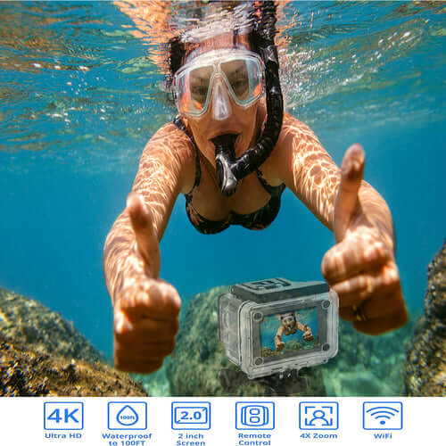 4K waterproof action camera + RF Remote And Accessories
