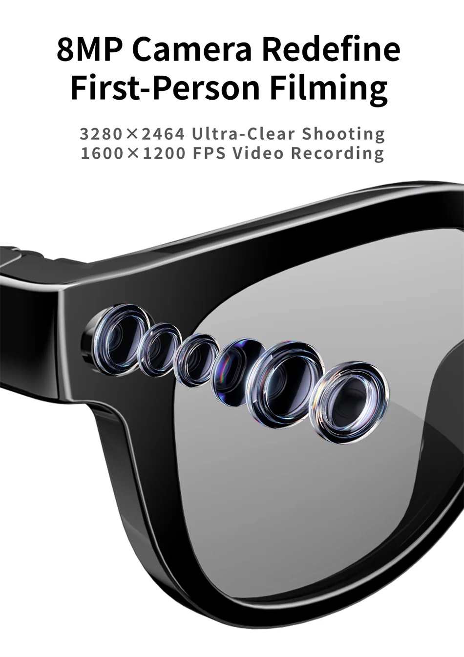 2026 New AI Smart Glasses 800W HD Camera Black Technology Image Translation Chat GPT Video Call Photo Waterproof For Men Women