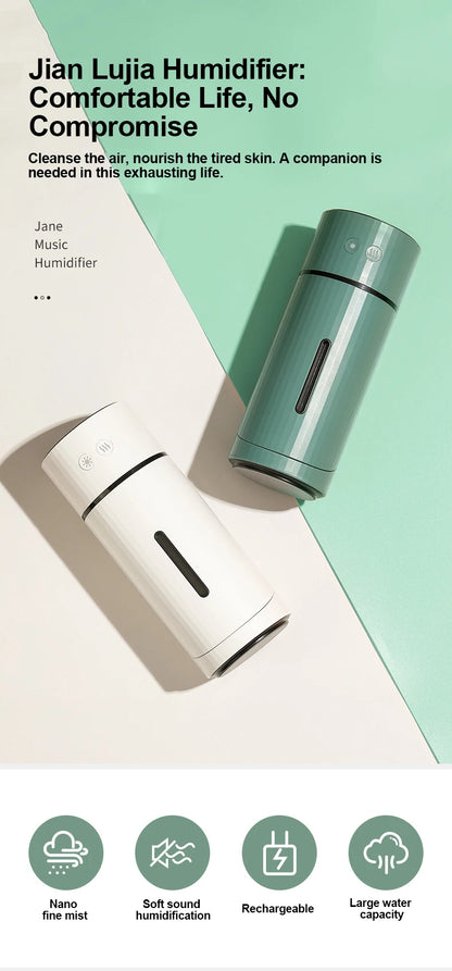 260ML Wireless Air Humidifier USB Aromatherapy Diffuser 1000mAh Rechargeable Battery Ultrasonic Cool Mist Maker Quiet Fogger