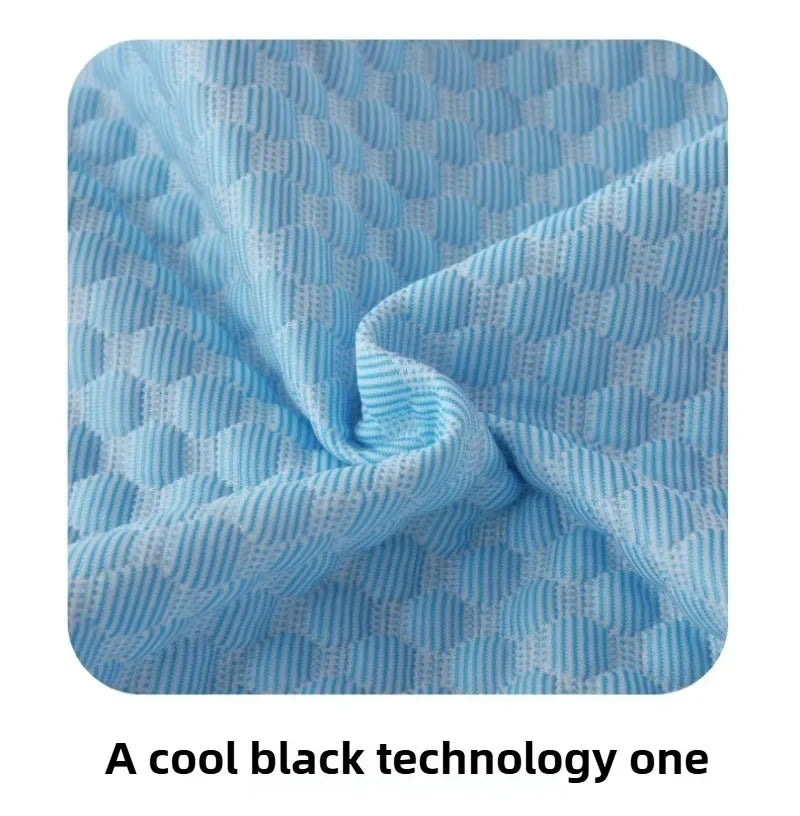 Summer Cooling Pillowcase – Ice Cool Washable Cover texture in light blue fabric with a patterned design.