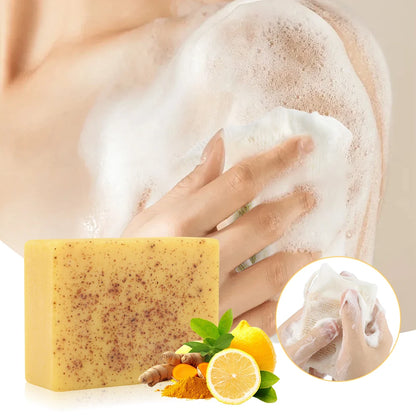 Turmeric Lemon Cleansing Soap 100g Cleansing Body Frosted Particles Handmade Soap Removes Dirt With Natural Bright Essential Oil