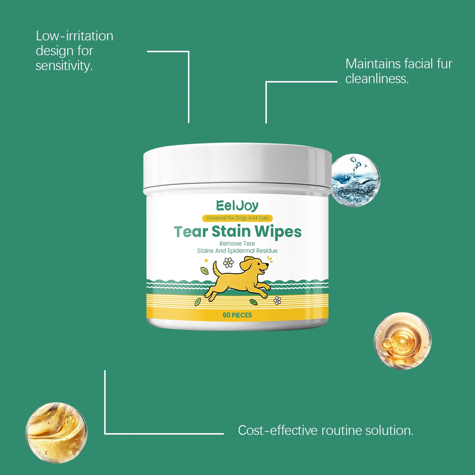 Pet Tear Stain Cleaning Wipes 60Pcs For Dog Cat
