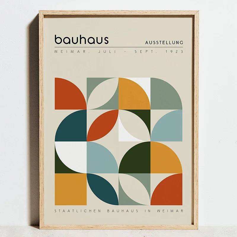 Bauhaus Sports Wall Art Blue Line Canvas Poster Decor
