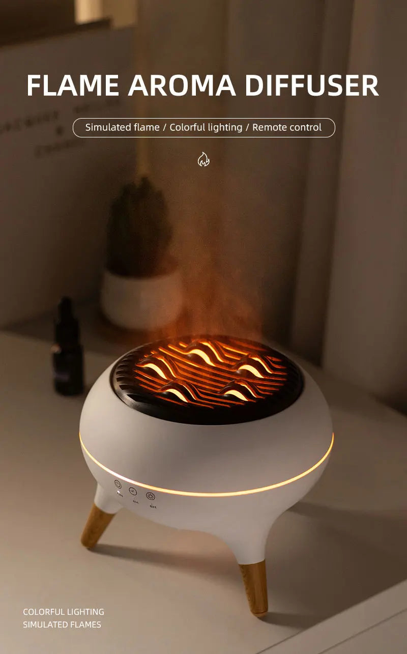 Flame Aromatherapy Essential Oil Diffusers 350ML,Air Diffuser/Humidifier, for Home, Bedroom,Large Room Humidifier