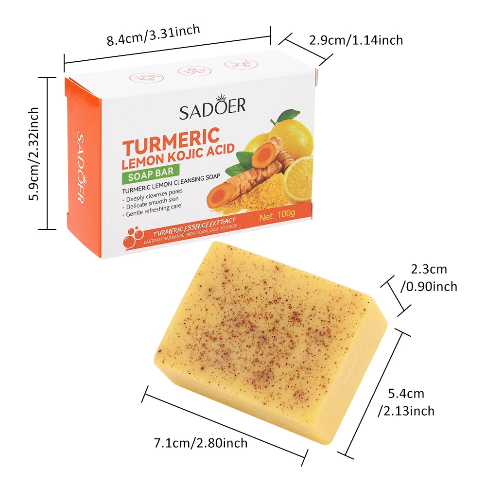 Turmeric Lemon Cleansing Soap 100g Cleansing Body Frosted Particles Handmade Soap Removes Dirt With Natural Bright Essential Oil