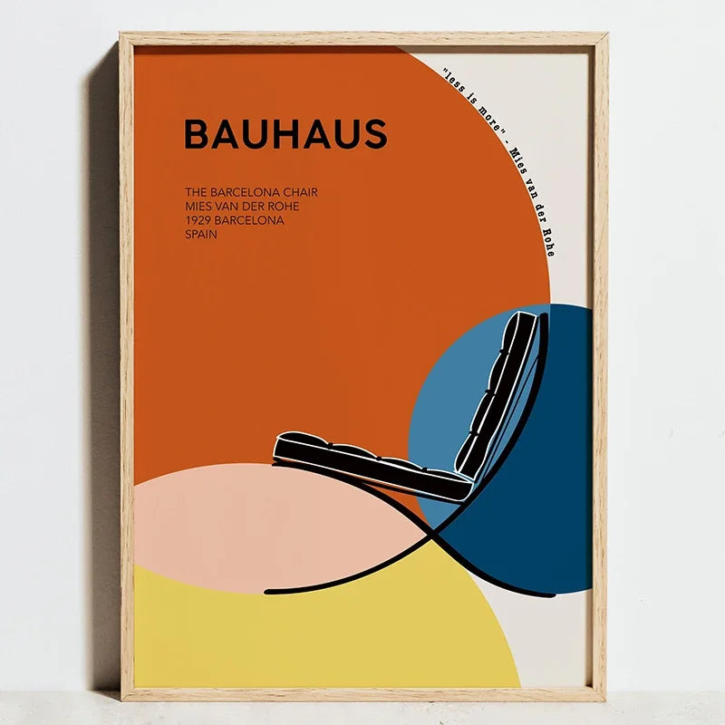 Bauhaus Sports Wall Art Blue Line Canvas Poster Decor