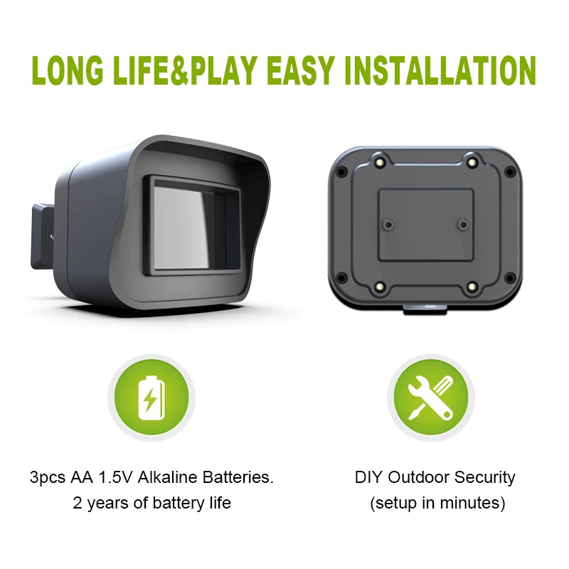 Smart Outdoor Home Security - Weather Resistant WiFi Motion Sensor&amp;Detector - Remote APP Notifications - Compatible With Alexa