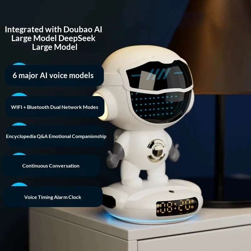 Ai Chat Robot 6 Ai Models Wifi Bluetooth Dual Mode Desktop Companion Night Light Clock Alarm Intelligent Office Assistance
