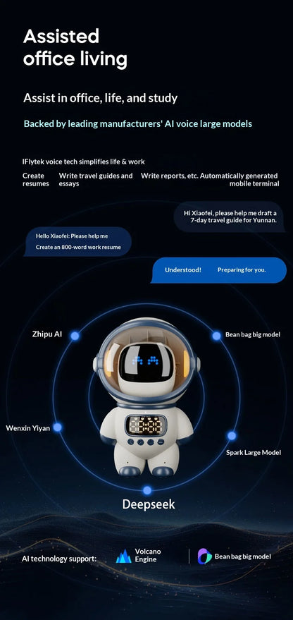 Ai Chat Robot 6 Ai Models Wifi Bluetooth Dual Mode Desktop Companion Night Light Clock Alarm Intelligent Office Assistance