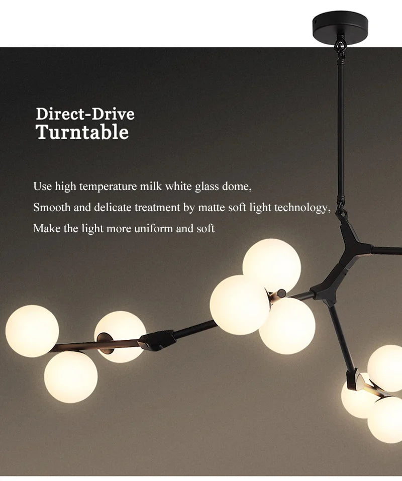 Modern Tree Branches Led Pendant Lamps Glass Balls Hanging 
