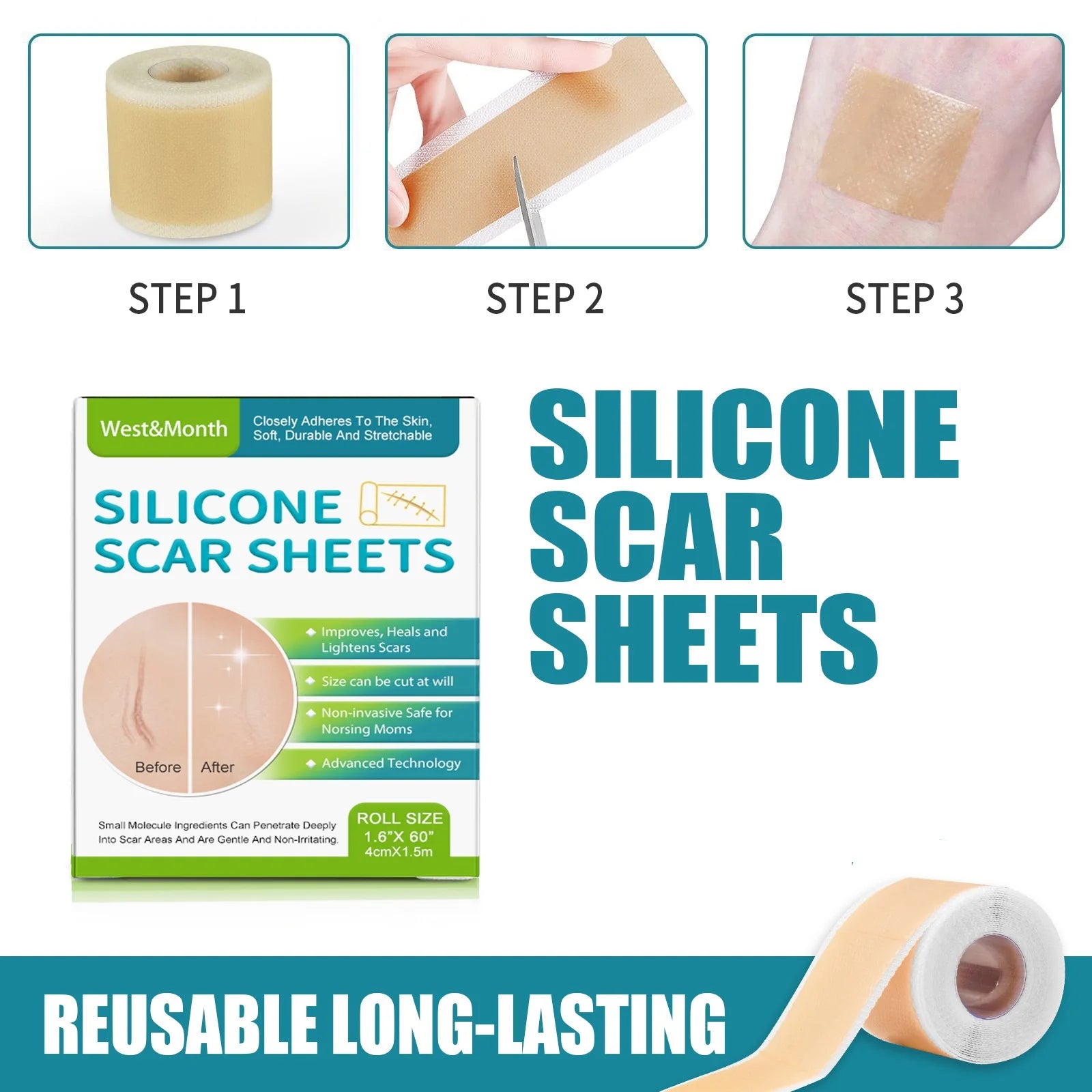 Silicone Scar Sheets Roll for Surgical &amp; Acne Scars