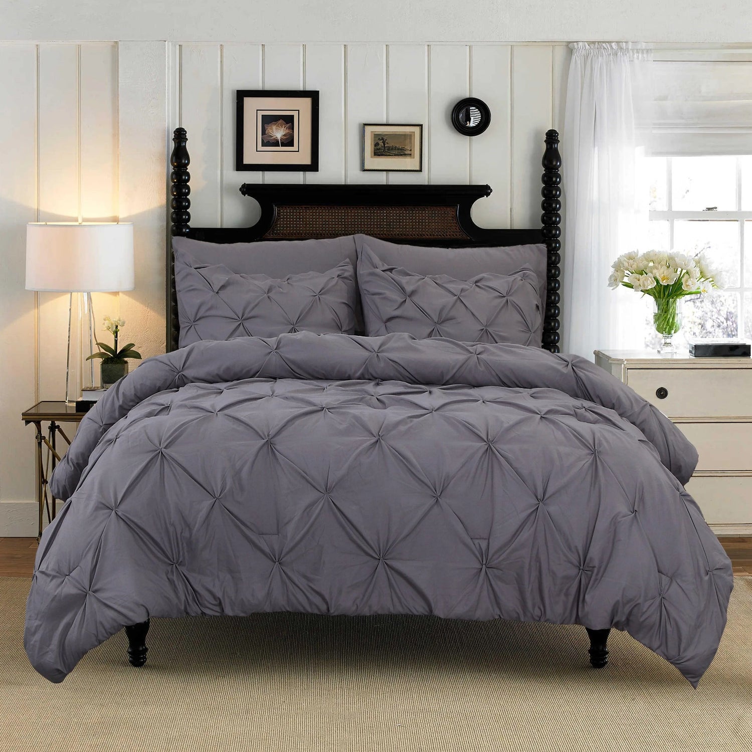 Cotton Bedding Set Elegant Comfort Pinch Pleated Pintuck 